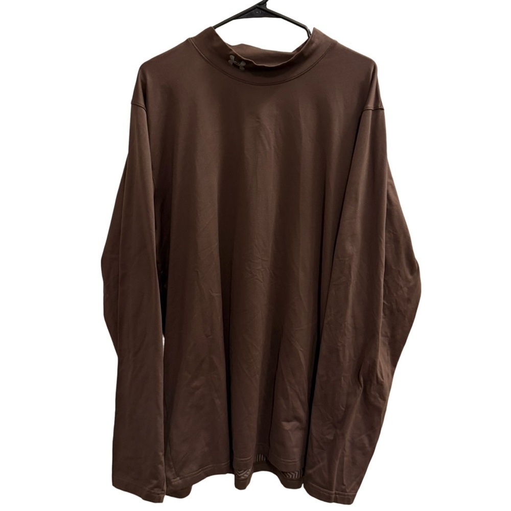 UNDER ARMOUR Coldgear Mock Neck Base Layer Shirt Brown Size 3XL